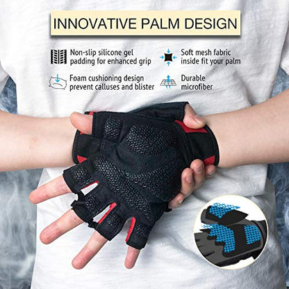ATERCEL Workout Gloves for Men and Women, Exercise Gloves for Weight Lifting, Cycling, Gym, Training, Breathable and Snug fit