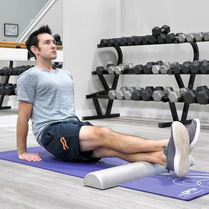 OPTP Silver AXIS Moderately Firm Foam Roller – Half-Round, Silver, 36" x 3" - size: 36" x 3" Half-Round