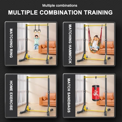 Pull Up Dip Station, Portable Power Tower, Free Standing Pull Up Bar for Home, Gym, 11 Levels Height Adjustment, 400LBS