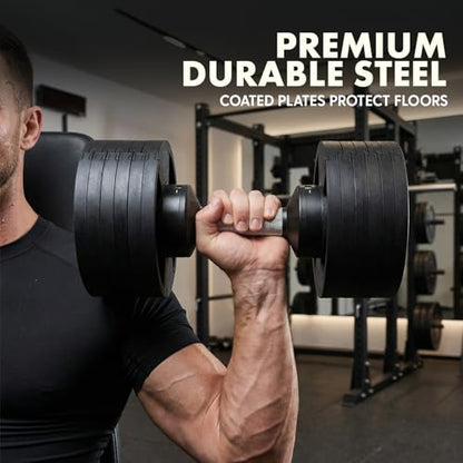 SQUATZ Adjustable Dumbbells with Quick Weight Change, Space-Saving Dumbbell Set with Anti‑Slip Handle, Secure Locking System, Heavy‑Duty Plates & Base for Home Workout and Strength Training