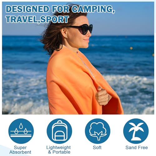 6 Set Quick Dry Towel 12 Pack Fast Drying Towels 2 Size Microfiber Travel Towels Absorbent Compact Dry Towel for Camping Hiking Swim Beach Gym Yoga with Mesh Bag