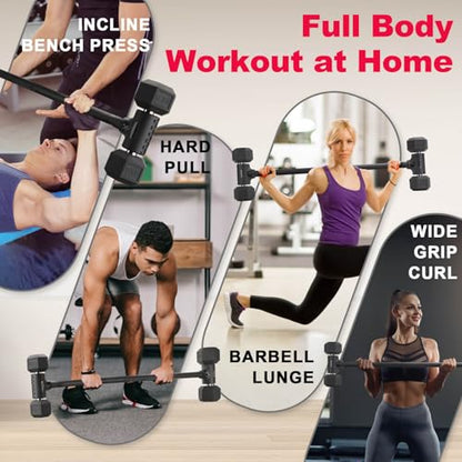 Dumbbell to Barbell Converter – Adjustable Weights & 200LB Capacity for Home Gym Strength Training