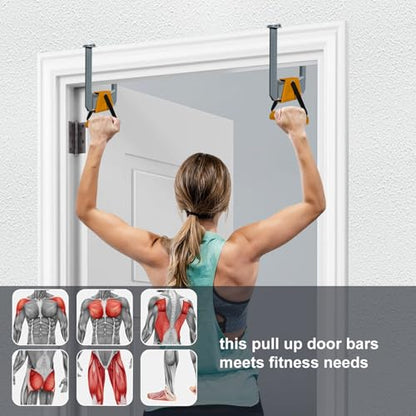 Doorway Pull Up Bars Portable Compact No Drilling Required Comfortable - color: Gray