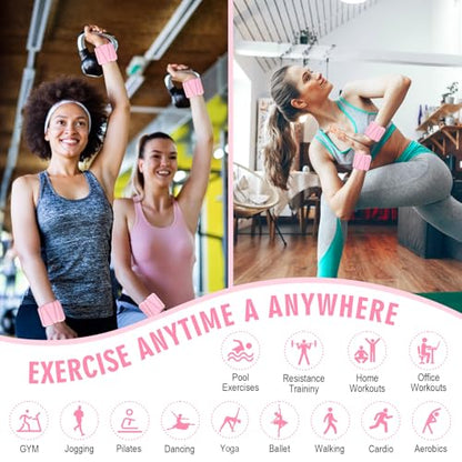 Wrist Weights, Adjustable Wrist Ankle Weights for Women, Wearable Arm & Leg Weights Set of 2(1 lb Each), Weighted Bangles for Walking, Yoga, Dance, Barre, Gym