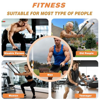 Ropeless Battle Ropes, Portable Cordless Battle Ropes with Sliding Weight Rings for Customizable Intensity, Home Training Kit with Storage Bag, Spring Stick for HIIT Strength & Muscle Training