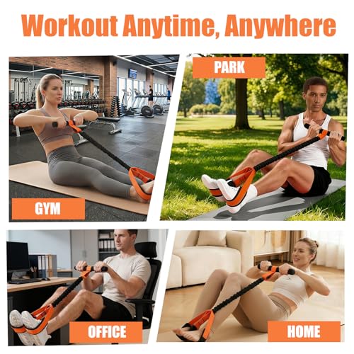 Pedal Resistance Band with Handle, Upgraded Exercise Equipment with Foot Pedal, 5PCS Elastic Workout Band for Physical Therapy, Strength Training, Sit Up Equipment for Home Workout