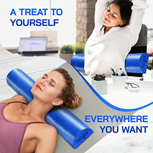 Yes4All Medium Firm Half Foam Rollers for Post-Workout Relaxation, 12/18/24/36 inch PE Foam Roll for Back Massage & Yoga Exercise - color: Half Blue, style: 24-inch