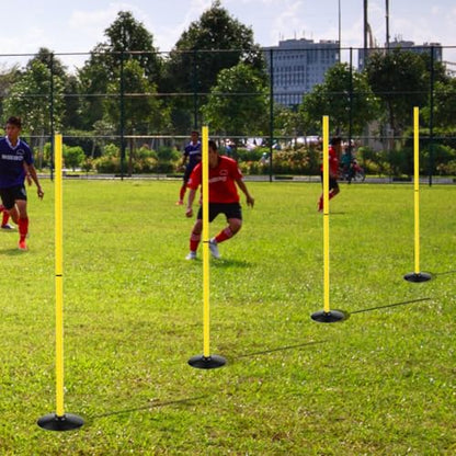 Soccer Agility Poles Set Detachable Sports Trainning Speed Pole Slalom Poles with Rubber Base Sport Traning Equipment - color: Pack of 12, style: 4.9 FT