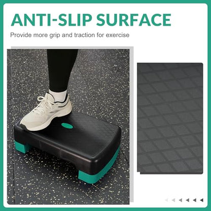 Fitvids 18" Aerobic Step Platform, Workout Stepper with Adjustable 2 Stackable Risers 3" 5.5" for Home Gym Small Space, Exercise Step, Multiple Option