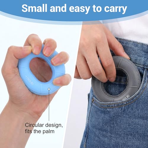 5pcs Grip Strength Trainer Hand Grip Strengthener Rings Fingers Exerciser Silicone Rings Hand Gripper for Muscle Training Sports Rock Climbing Athletes Finger Workout Stress Relief