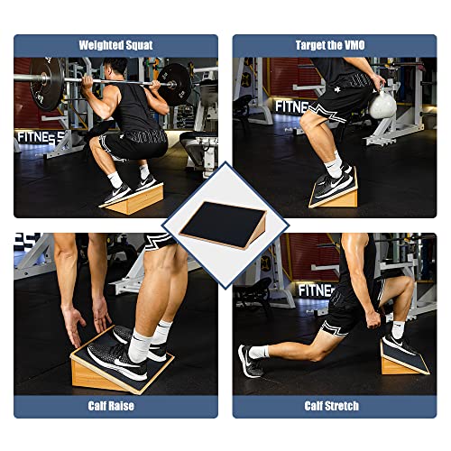 StrongTek Slant Board for Squats & Knee Training, Heavy-Duty Incline Board with Non-Slip Surface, Fixed 25° Wooden Stretch Board, 1000 Lbs Capacity