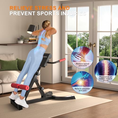 Roman Chair,Foldable Back Extension Machine,Adjustable Ab Back Extension Machine,Core Strength Trainer,Back Exercise Machine for Glute,Ab Workouts,Full All-in-One Body Workout&Home Gym Fitness（Blue）