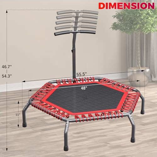 40"/48" Rebounder Trampoline for Adults with Bungee Cords, Exercise Rebounder for Adults Indoor/Outdoor Workout, Max Load 450/550 LBS