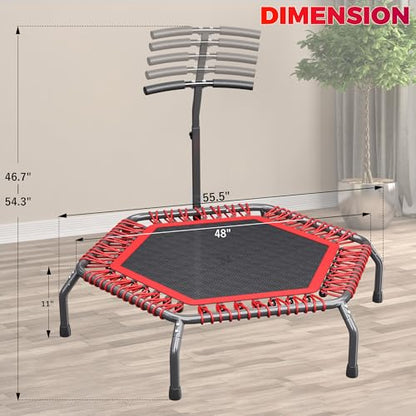 40"/48" Rebounder Trampoline for Adults with Bungee Cords, Exercise Rebounder for Adults Indoor/Outdoor Workout, Max Load 450/550 LBS