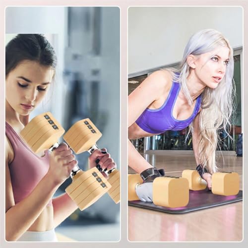 20LB Adjustable Dumbbell Set, 10lb Dumbbells Set of 2, 5 in 1 Free Weights Set, Each 4lb 6lb 8lb 10lb for Women & Men for Home Gym Exercise Workout Strength Training Equipment - color: Beige