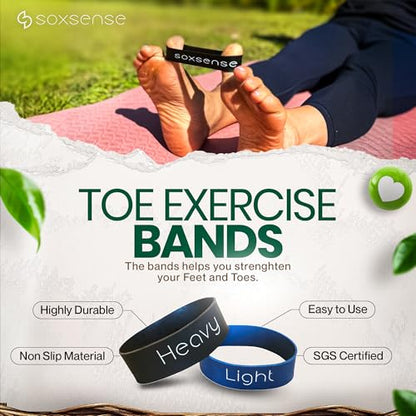 Soxsense Cork Foot Massage Balls & Toe Stretching Bands Set (4 PCS) – Plantar Fasciitis Relief, Foot Pain Therapy Tools