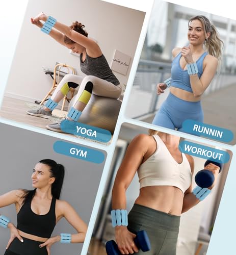Ankle Weights Wrist Weight for Women Men, Set of 2, 1 lb/2 lb Each - color: Light Blue, size: 1lb each weight (2lbs Pair)