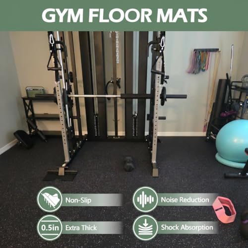 Interlocking Rubber Gym Mats 24 Sq Ft Heavy Duty Exercise Flooring for Home Gym, Weightlifting, Yoga, Playroom - Dual-Layer Non-Slip Noise Reducing Floor Protection Tiles - size: 24 Sq Ft (6 Tiles)