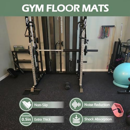 Interlocking Rubber Gym Mats 24 Sq Ft Heavy Duty Exercise Flooring for Home Gym, Weightlifting, Yoga, Playroom - Dual-Layer Non-Slip Noise Reducing Floor Protection Tiles - size: 24 Sq Ft (6 Tiles)