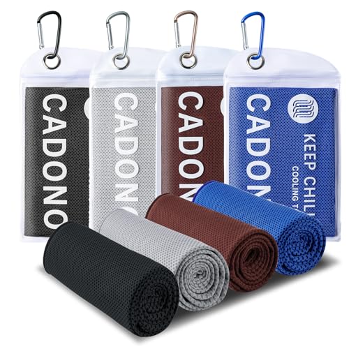 4 Pack Cooling Towel (40"x12"), Soft Breathable Chilly Towel, Ice Towel - color: Black/Deep Blue/Deep Grey/Brown