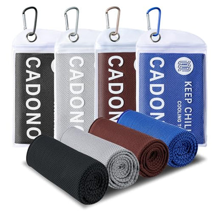 4 Pack Cooling Towel (40"x12"), Soft Breathable Chilly Towel, Ice Towel - color: Black/Deep Blue/Deep Grey/Brown