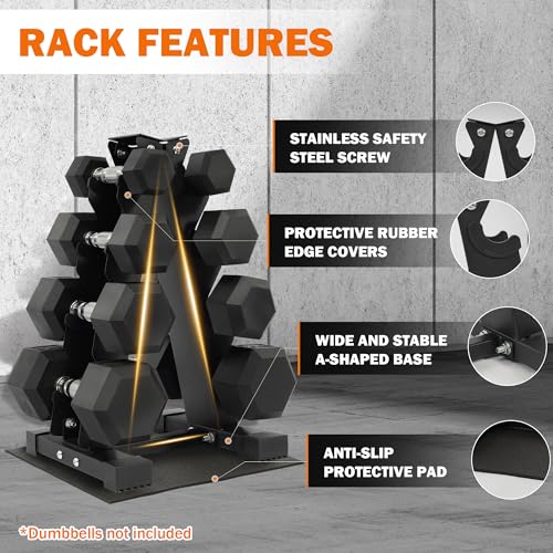 Fitvids A-Frame Dumbbell Weight Rack, Vertical Storage Rack for Dumbbells, Weight Stand Only for Home Gym Space Saver - style: A-Frame, 4-Tier rack only