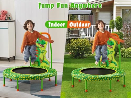 36 Inch Kids Trampoline Mini Trampoline with Handle, 36'' Indoor Outdoor Trampolines for Kids, Toddler Small Mini Baby Fitness Rebounder Recreational Trampolines, Birthday Gift Ideas - color: Green