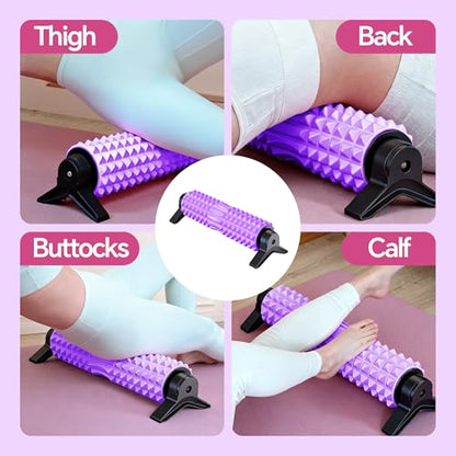 Foam Roller with Detachable Stand, 18” Deep Tissue Massage Roller, Beginner-Friendly Support Design for Muscle Recovery, Home Workout & Fitness - Purple - color: Purple