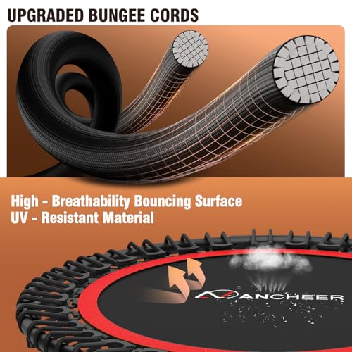 ANCHEER Fitness Trampoline,40"/48" Bungee Rebounder with Adjustable Handle - color: Red