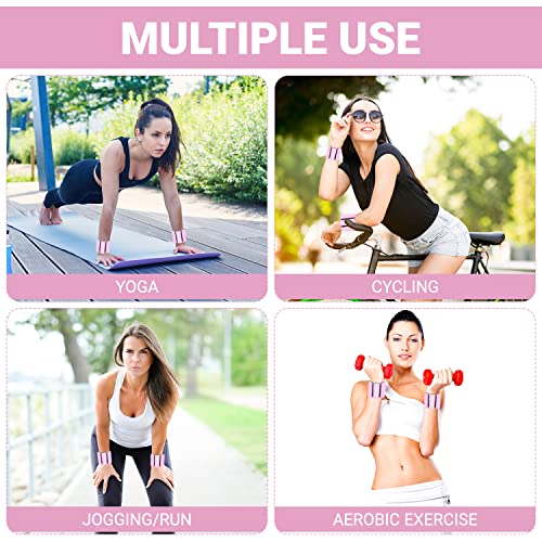 Wearable Wrist & Ankle Weights, Set of 2 (1 LB ea.), Adjustable Arm Weights Set, Weight Loss Bracelet, For Running, Walking, Jogging, Jumping, Yoga, Dance, Pilates, Aerobics, Strength Training, Women/Man. - color: Pink