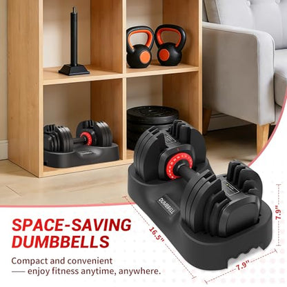 Updated Adjustable Dumbbells Set (25 LB/50 LB/56 LB/112LB), Weights Dumbbell Set with Anti-slip Grip & Storage Solution, Compact Free Weights for Home Gym, Strength Training for Men & Women