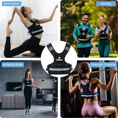 Adjustable Weighted Vest for Men and Women 4-10lb/11-20lb/20-32lb Vest with 6 Ironsand Weights, Adjustable Body Weight Vest Exercise Set for Strength Training,Cardio,Running, Walking