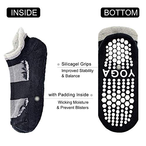 Busy Socks 2 Pack Women Ankle Non Slip Yoga Pilates Grip Socks with Cushion - color: 2 Pairs Black
