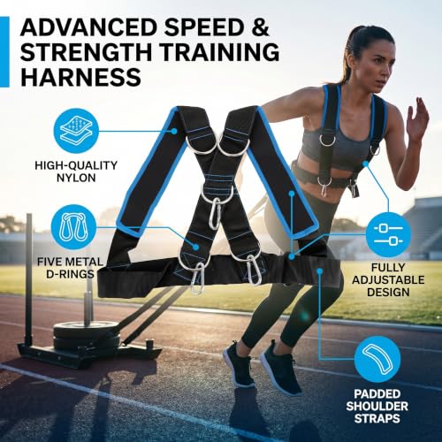 VBESTLIFE Adjustable Training Pull Belt, Speed Strength Training Sled Shoulder Harness Band Belt Sports Equipment
