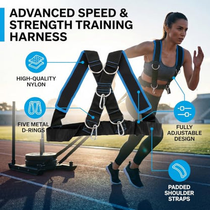 VBESTLIFE Adjustable Training Pull Belt, Speed Strength Training Sled Shoulder Harness Band Belt Sports Equipment