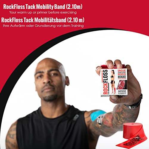 Rocktape RockFloss Tack Mobility Band, Compression Muscle Recovery, Floss for Muscle Soreness, 2" & 4" Width, Red