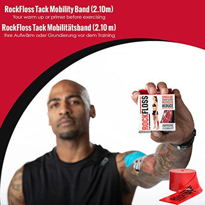 Rocktape RockFloss Tack Mobility Band, Compression Muscle Recovery, Floss for Muscle Soreness, 2" & 4" Width, Red
