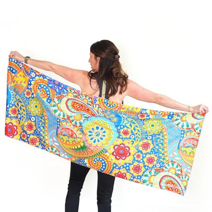 Large Cooling Shawl - Instant Heat Relief for Outdoor Events - color: Bright Paisley