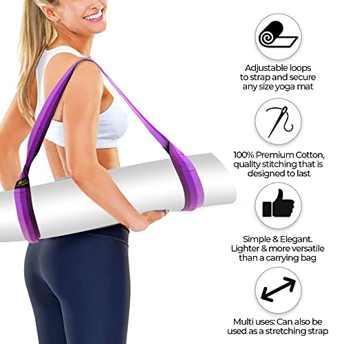 Yoga Mat Carrier Strap | Adjustable Mat Holder Sling for Carrying Mats | Thick & Comfy Texture | Yoga Mat Strap