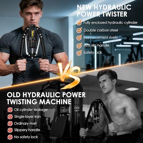 Twister Arm Exerciser - 22-440LBs Adjustable Resistance for Home Gym, Full Body Muscle Trainer for Chest, Shoulder & Arm Strength Building, Portable & Foldable - color: Black