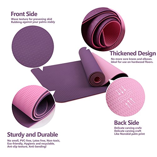 Attraction Design Yoga Mat Non Slip Exercise Mat Extra Thick Workout Mat for Yoga, Eco Friendly Exercise Yoga Mat High Density Fitness Pilates Mat with Carrying Strap, 72"x 24"x 6mm