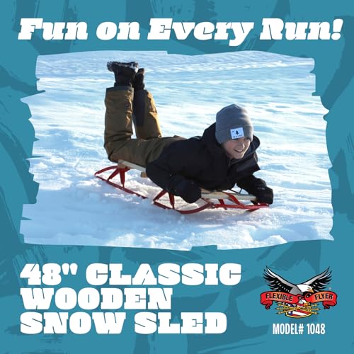 Flexible Flyer Metal Runner Sled. Steel & Wood Steering Snow Slider - style: 1-person 48"