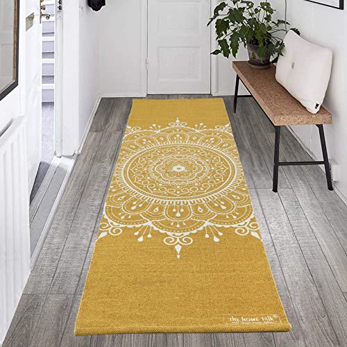 Hand Woven 100% Cotton Yoga Mat- Thick Handloom Made in India- for Gym Floor Exercise - Runner for Bedroom - color: Yellow