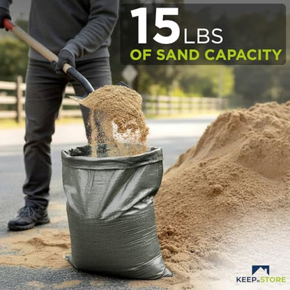 Heavy Duty Sand Bags Pack of 3, Army Green Empty Sandbags with Built-In Ties, Woven Polypropylene UV Protection 1600 Hours, Fillable Sand Bags for Flood Control, Weight, 10x14 inches, 15 Pounds Volume - size: 10"W x 14"L, style: Pack of 3