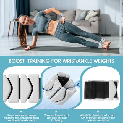 Wrist Weights, Wrist and Ankle Weights for Women, Adjustable 2LB Wearable Silicone Weighted Bangles(1LBs Each), Fits for Yoga, Pilates, Home Gym, Dance, Swimming, Jogging, Cardio, Strength Training, Set of 2