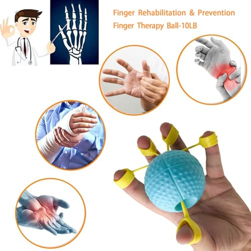 Hand Exercise Ball Squeeze Balls for Hand Therapy Finger Extension Exerciser Finger and Wrist Strengthener, Hand Grip Strengthener for Elderly, Weak Hand, Arthritis, Stroke, Carpal Tunnel(Blue -10LB)