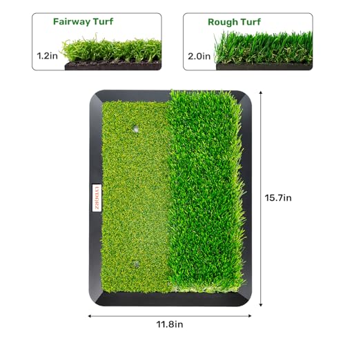 Portable & Foldable Golf Practice Mat – Dual-Turf Golf Hitting Mat for Indoor & Outdoor Swing and Chipping – Fairway & Rough Turf Golf Training Mat for Backyard and Home