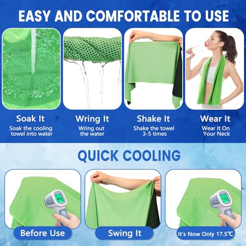 150 Pack Cooling Towels Bulk 40 x 12 Inch Large Chilly Breathable Sweat Sports Cold Towels Sublimation Microfiber Ice Neck Rag for Hot Weather Workout Gym Team Gift (Green) - color: Green