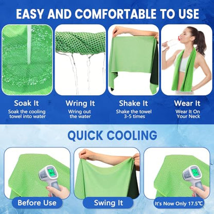 150 Pack Cooling Towels Bulk 40 x 12 Inch Large Chilly Breathable Sweat Sports Cold Towels Sublimation Microfiber Ice Neck Rag for Hot Weather Workout Gym Team Gift (Green) - color: Green