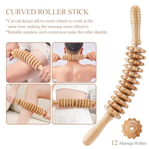 4Pcs Wood Therapy Massage Tools Lymphatic Drainage Massager Wooden Massager Body Sculpting Tools for Maderoterapia,Anti-Cellulite,Pain Relief(4-in-1 Massager) - style: 4-in-1 Massager